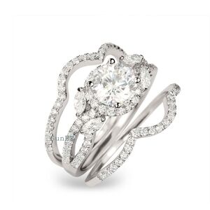 NEW 925 STERLING SILVER HALO DIAMOND ROUND CUT WEDDING RINGS ENGAGEMENT RINGS